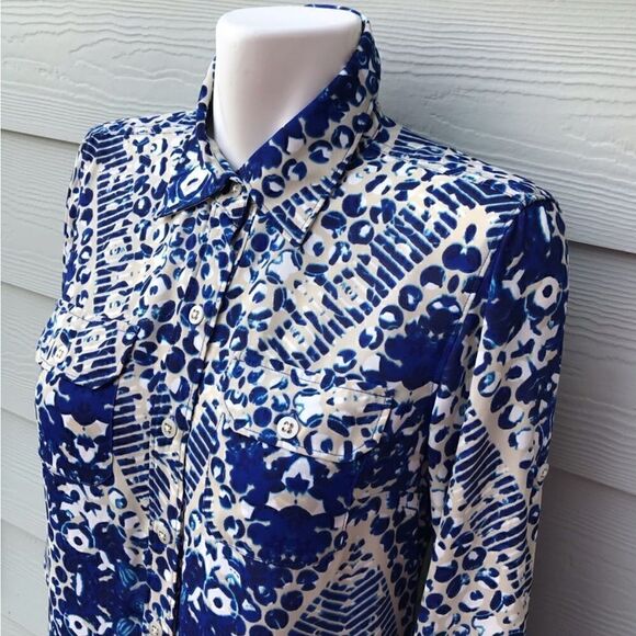 Cabi #422 Blue Jewel Button Down Shirt Dress - Picture 7 of 16